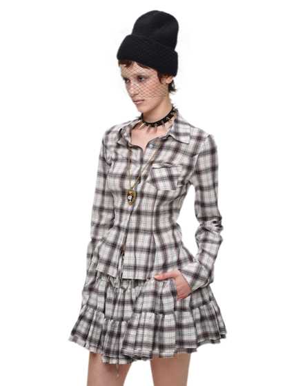 Plaid Tiered Skirt Set