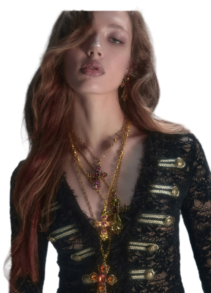 Set di cardigan e shorts con profili metallici