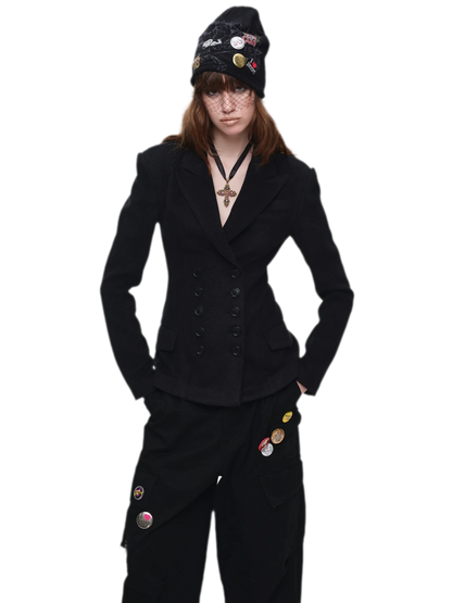 Wool Blend Tailored Blazer