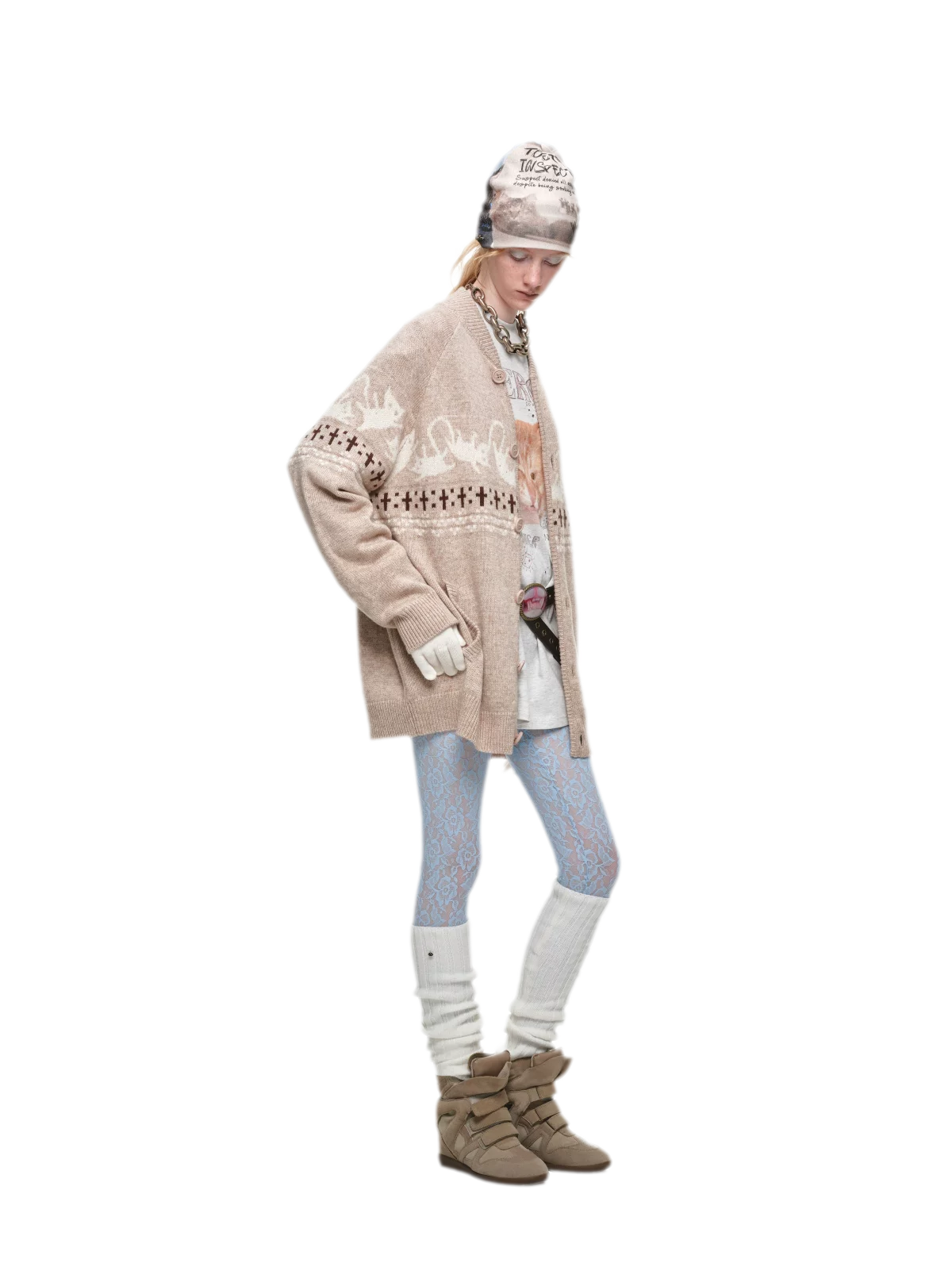 Gilet jacquard Fair Isle avec chats