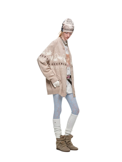 Gilet jacquard Fair Isle avec chats