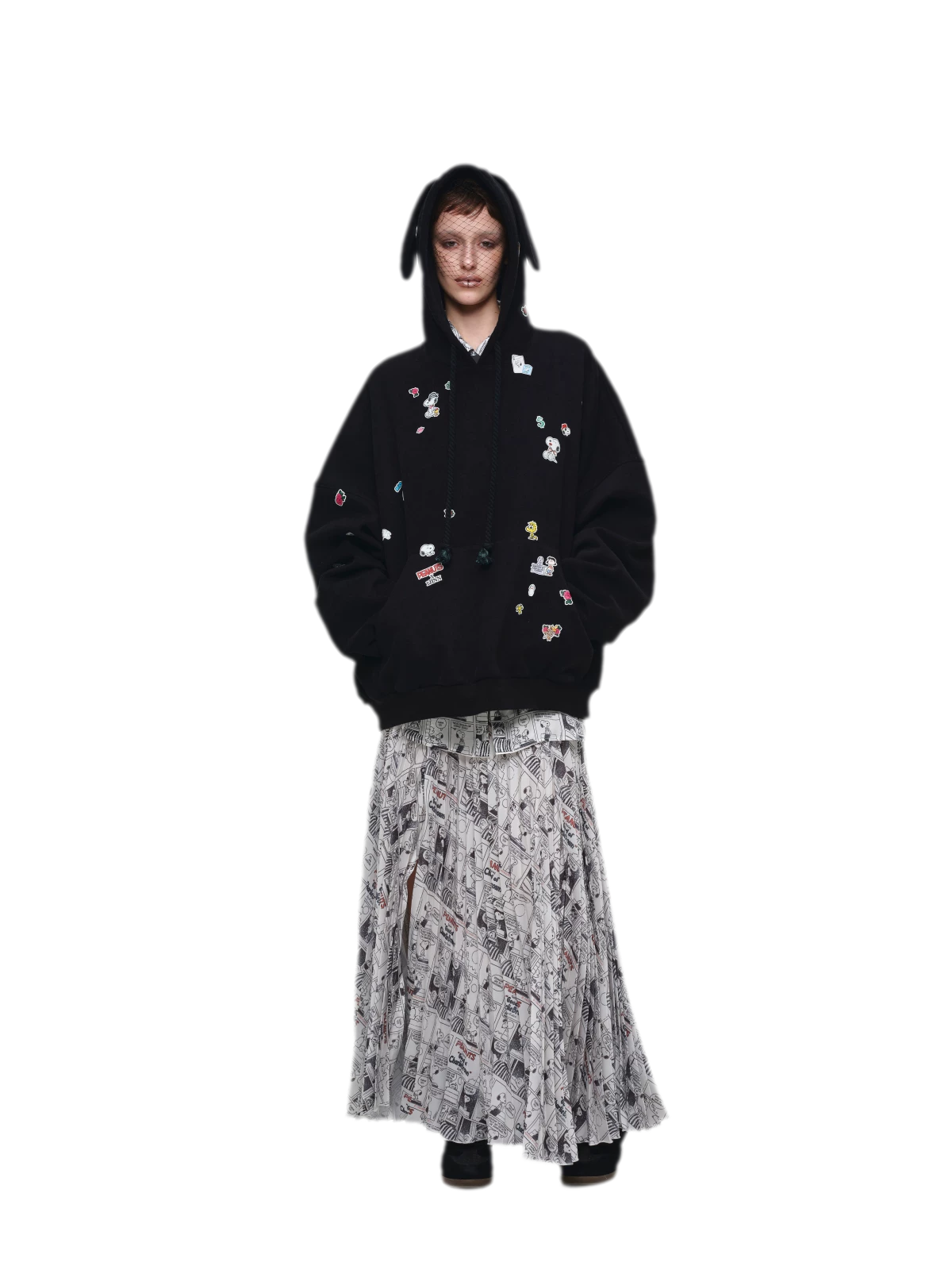 Pleated Newspaper A-Line Skirt