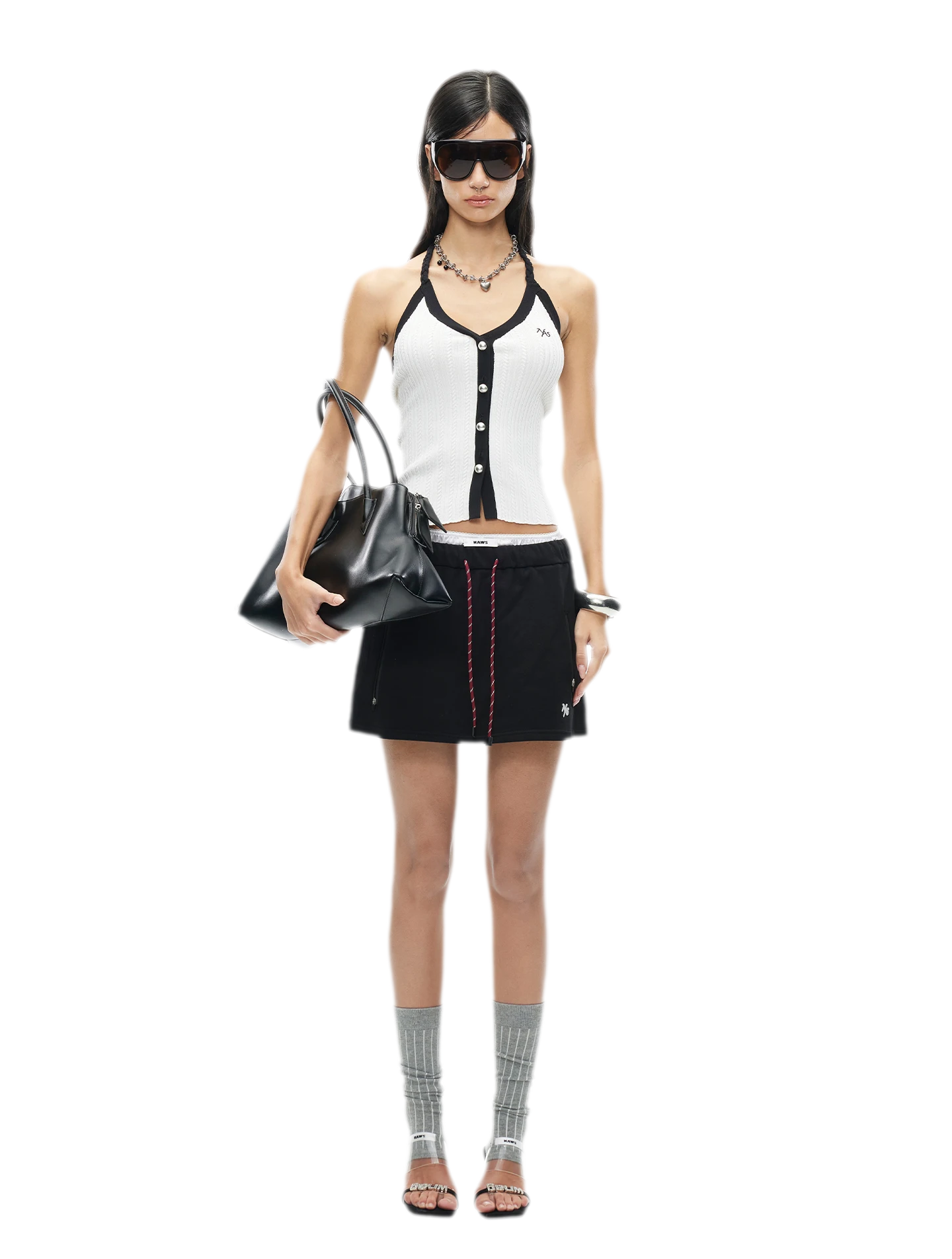 V-Neck Knitted Halter Vest