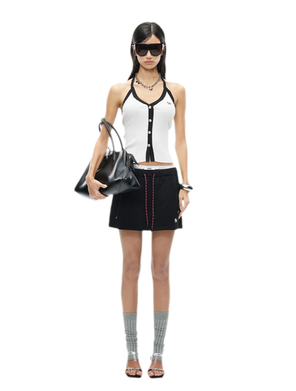 V-Neck Knitted Halter Vest