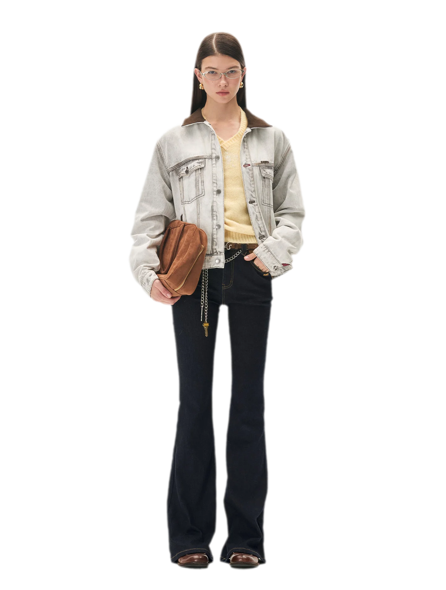 Wool Twill Slim Flare Jeans