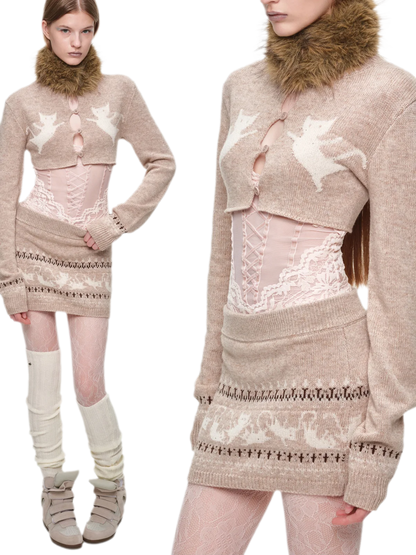 Ensemble en maille court Fair Isle