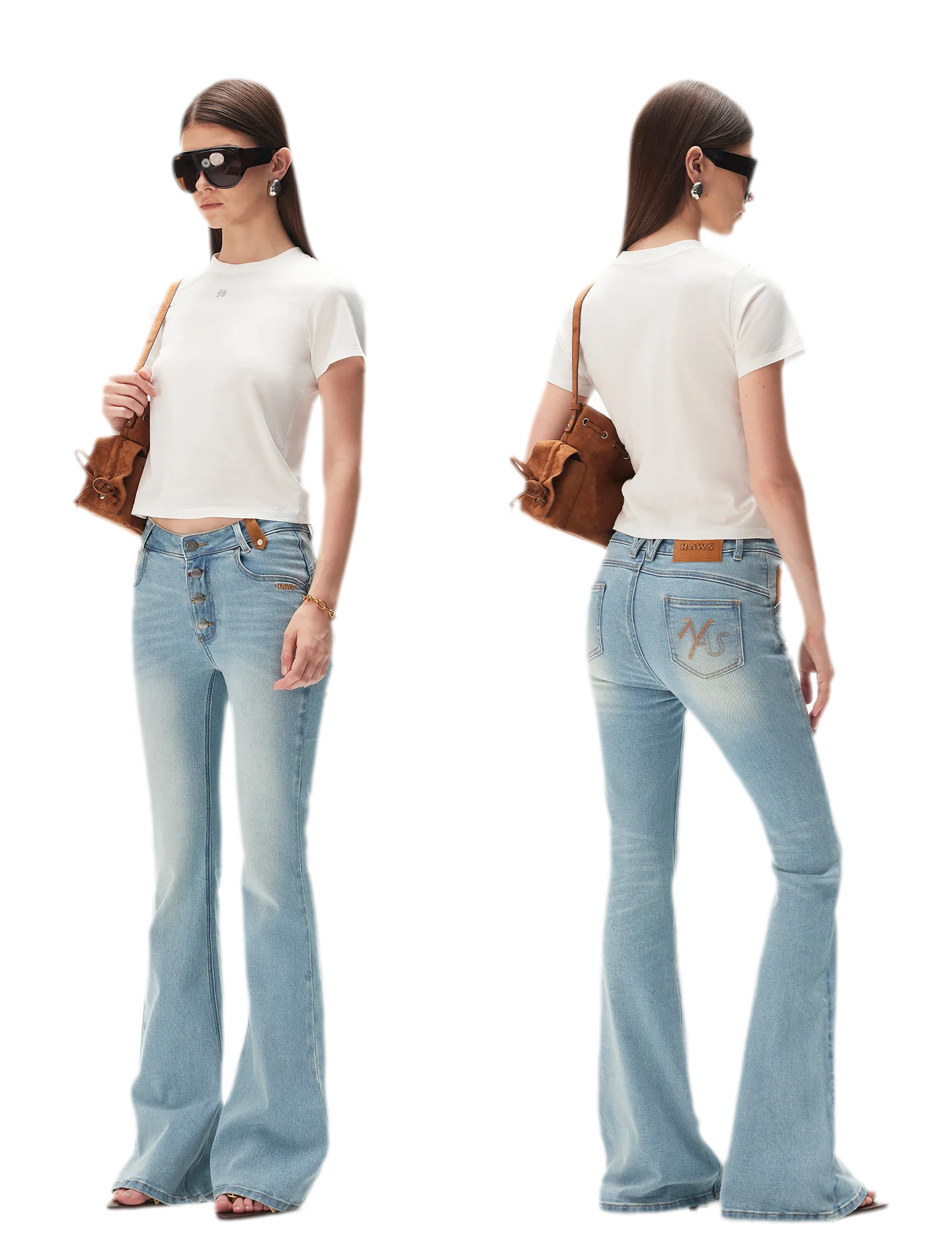Contrast Wash Slim Flare Jeans