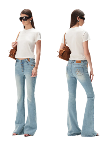 Contrast Wash Slim Flare Jeans