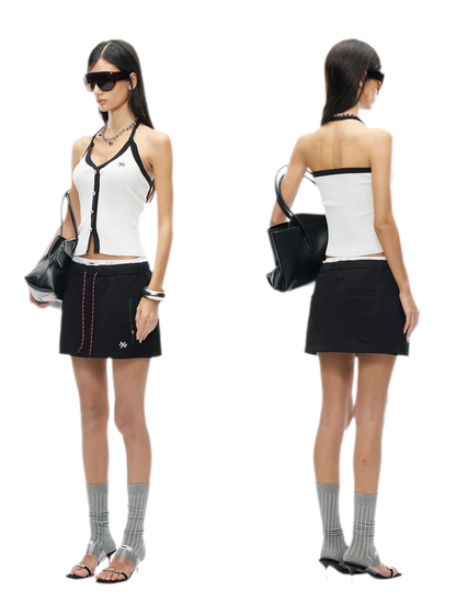 V-Neck Knitted Halter Vest