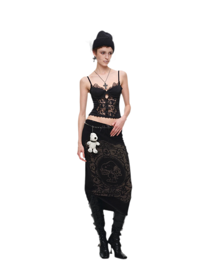 Burnout Graphic Midi Knit Skirt