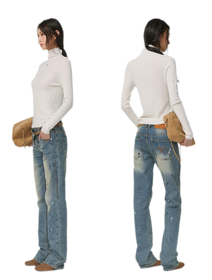 Gewaschene Distressed-Slim-Jeans