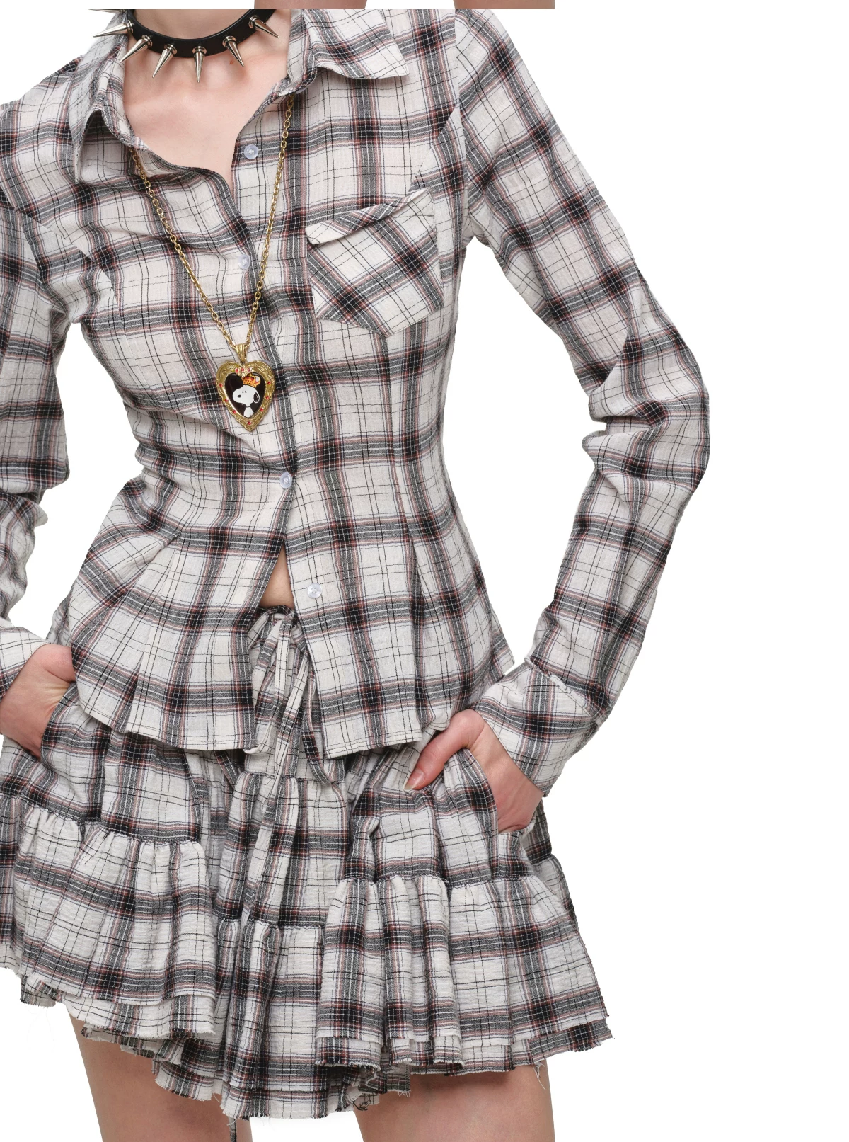 Plaid Tiered Skirt Set