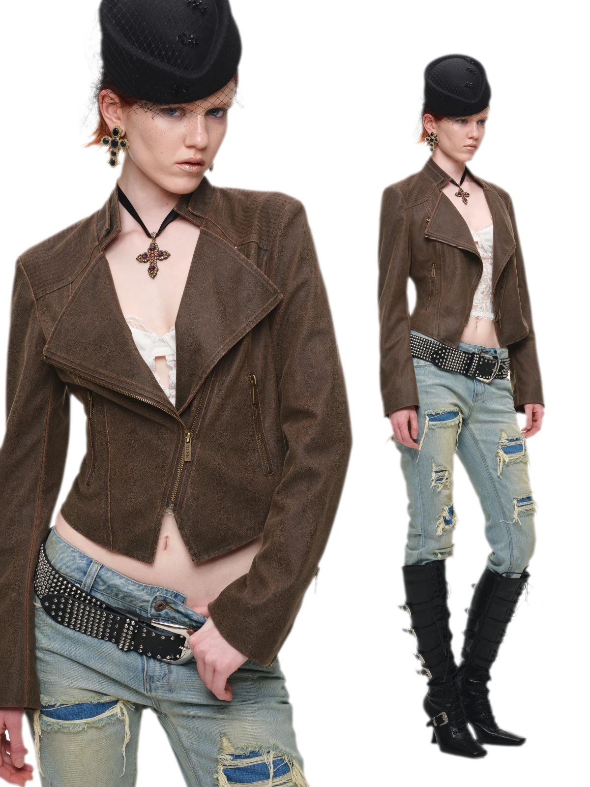 Metal Buckle Knee-High Boots