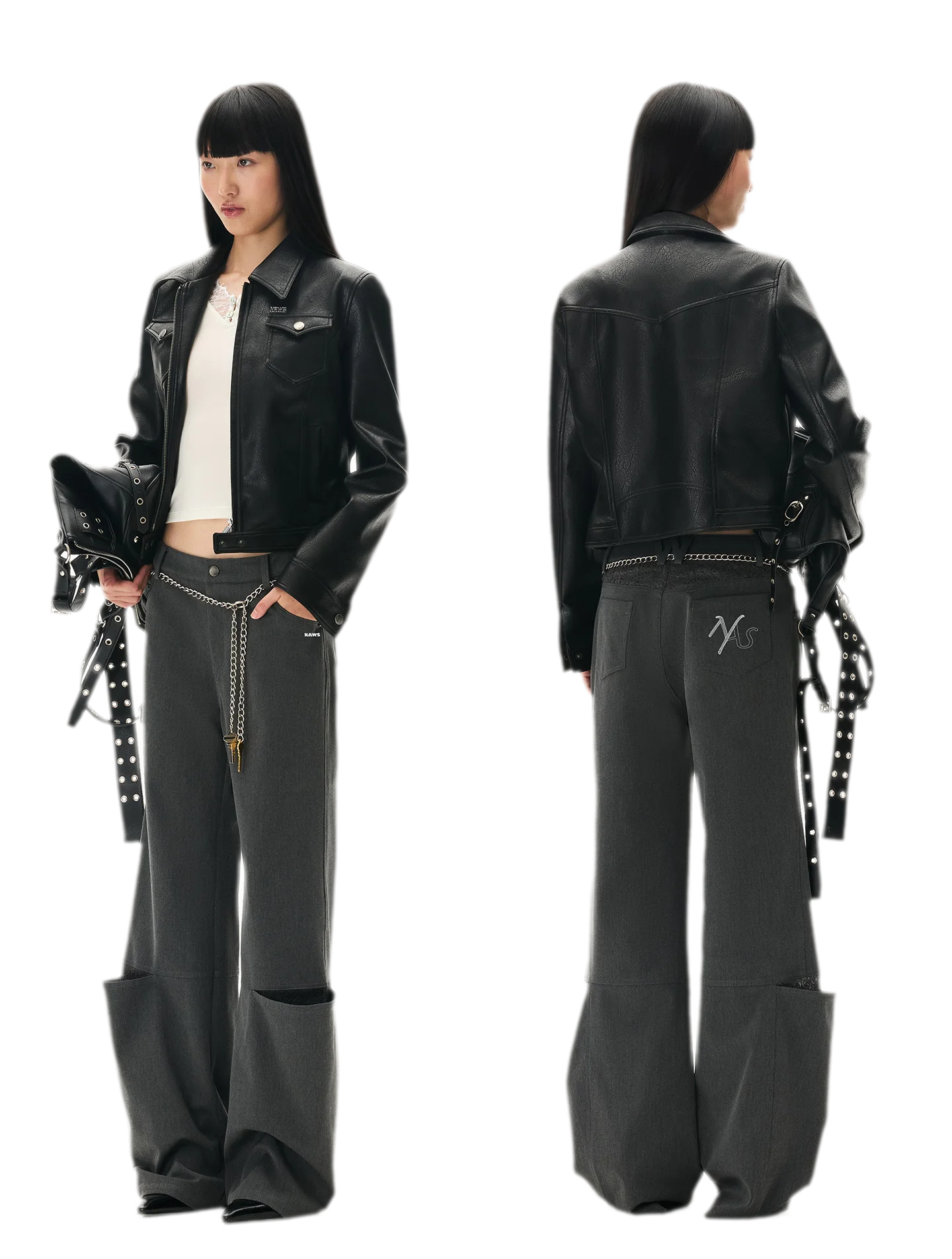 Wool Lace Low-Rise Trousers