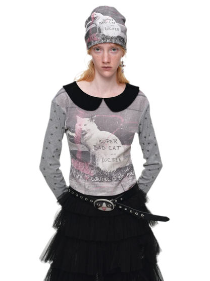 Retro Graphic Knit Beanie
