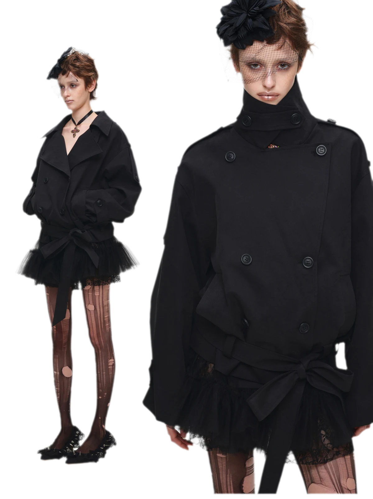 Double-Breasted Belted Trench Coat