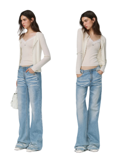 Feinstrick-Camisole aus Wolle mit Spitzenbesatz 100% Wolle