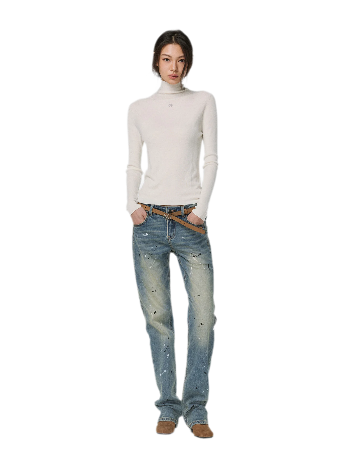 Gewaschene Distressed-Slim-Jeans