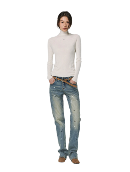 Gewaschene Distressed-Slim-Jeans