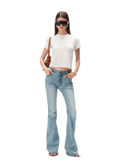 Contrast Wash Slim Flare Jeans