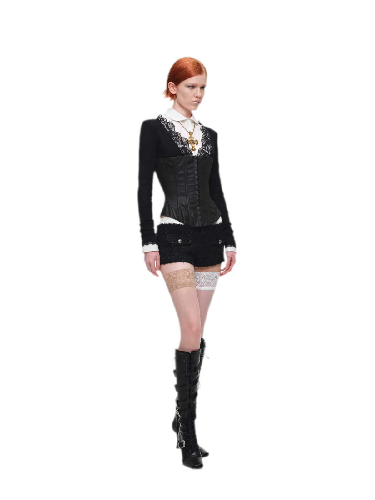 Bouclé Cropped Jacket Shorts Set