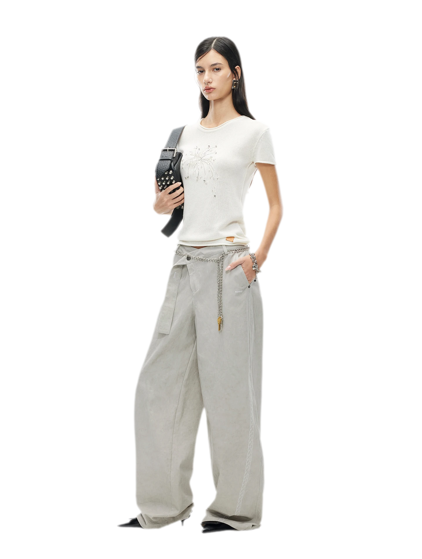 Wheat Ear Wide-Leg Casual Pants
