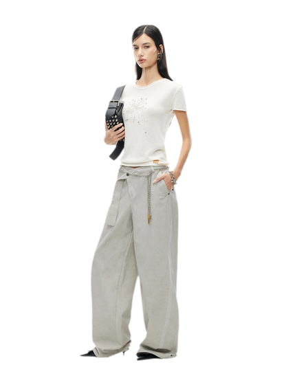Wheat Ear Wide-Leg Casual Pants