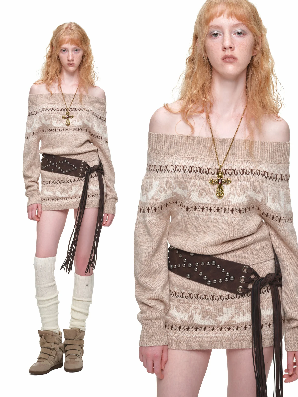 Ensemble en maille court Fair Isle
