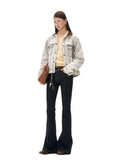 Wool Twill Slim Flare Jeans
