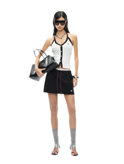 V-Neck Knitted Halter Vest