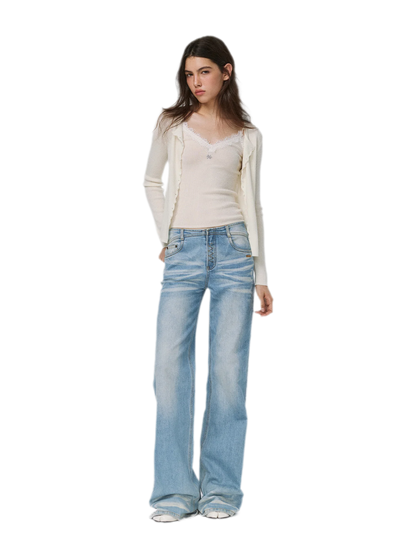 Feinstrick-Camisole aus Wolle mit Spitzenbesatz 100% Wolle