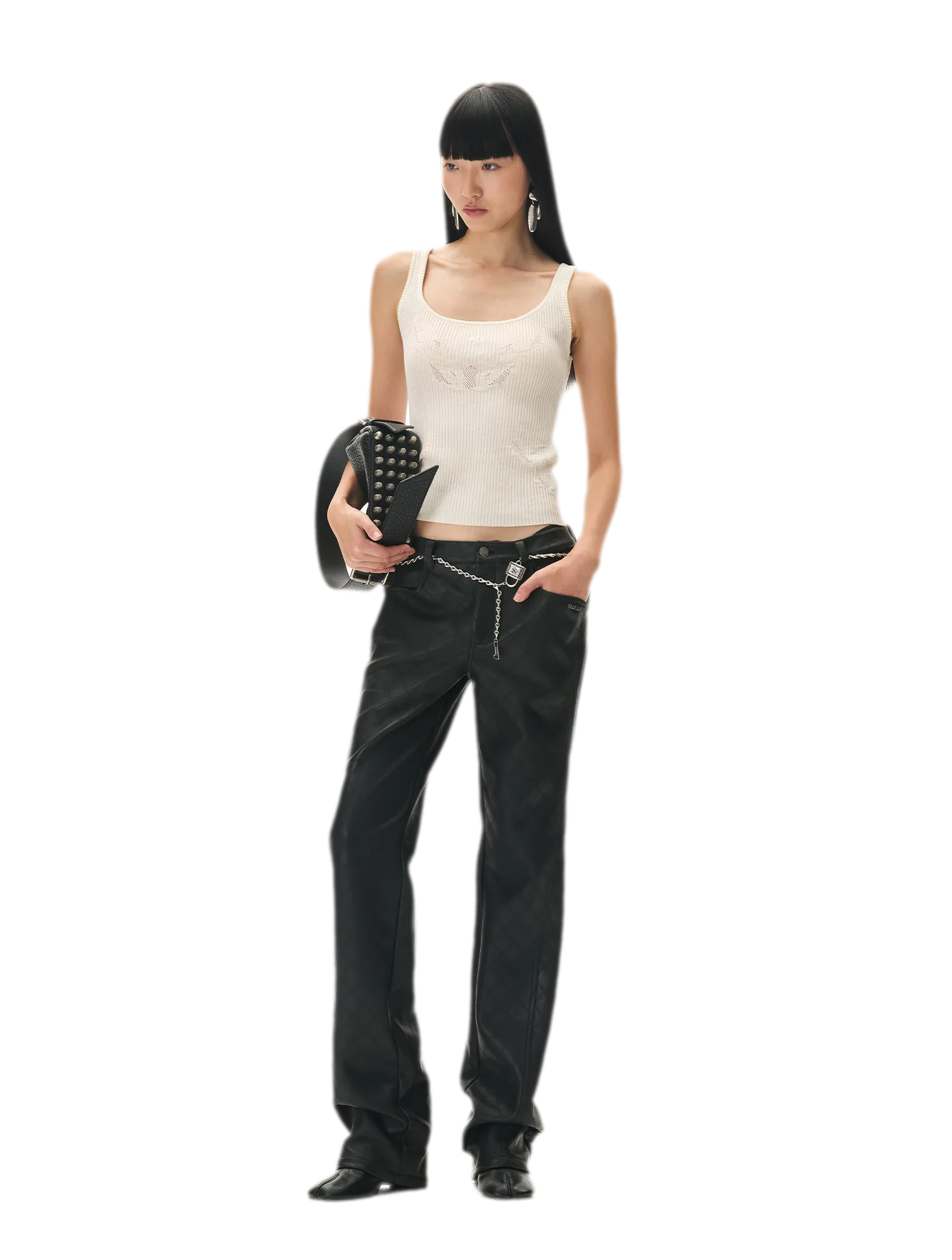 Diamond-Quilted Straight-Leg Pants