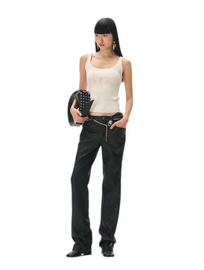 Diamond-Quilted Straight-Leg Pants