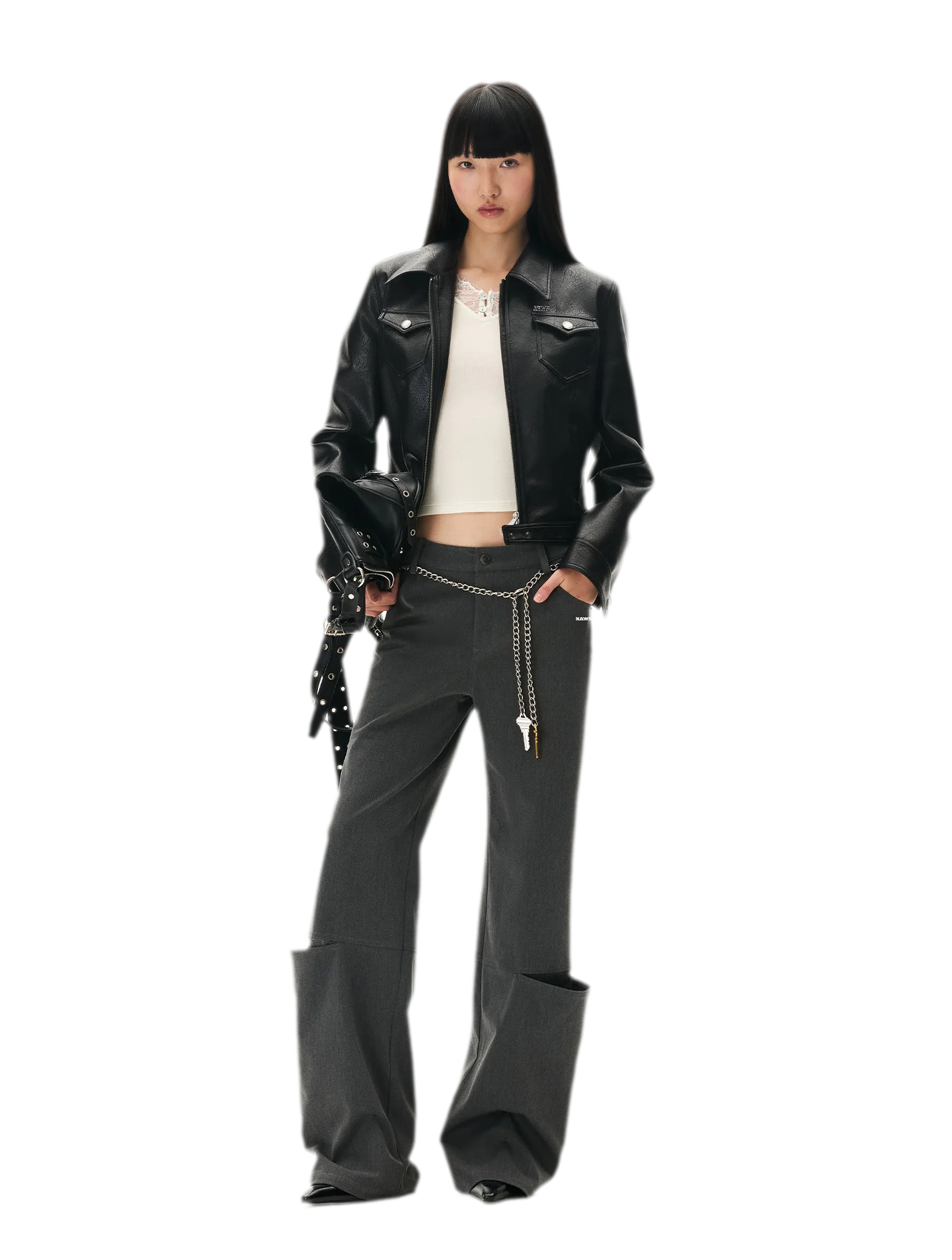 Wool Lace Low-Rise Trousers