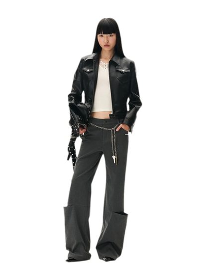 Wool Lace Low-Rise Trousers