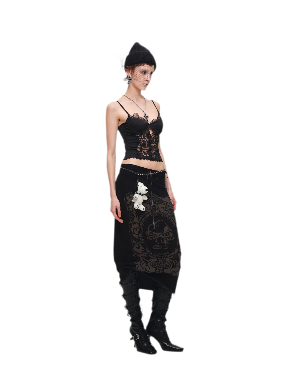 Burnout Graphic Midi Knit Skirt