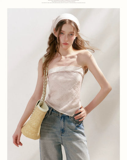 Vintage Print Strapless Top