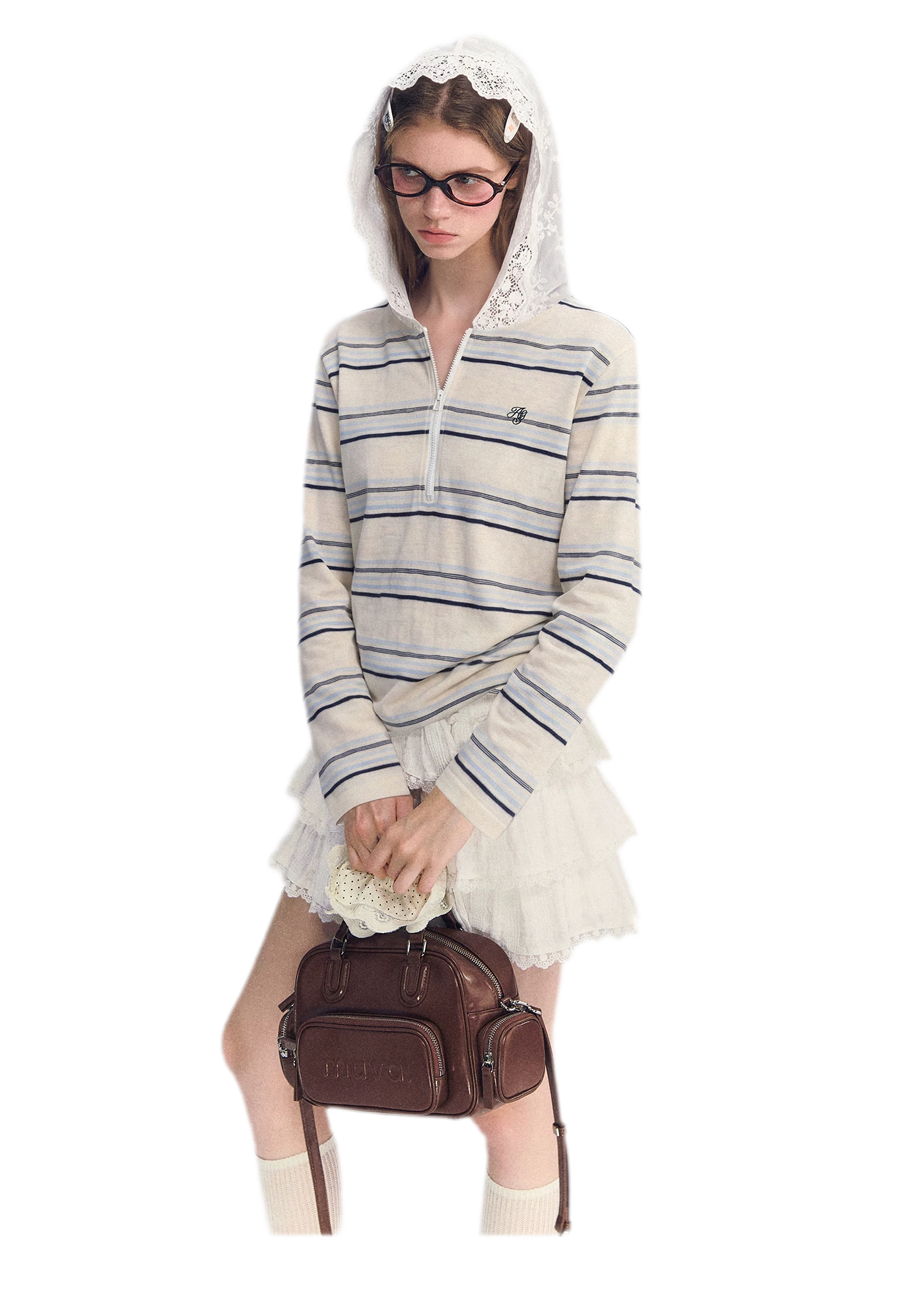 Embroidered Lace Hooded Tee