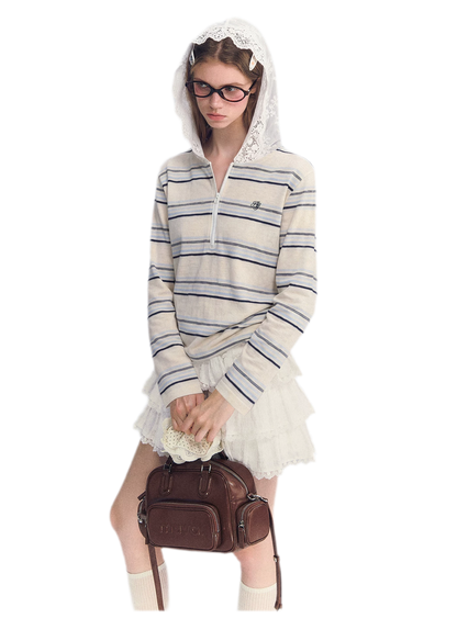 Embroidered Lace Hooded Tee