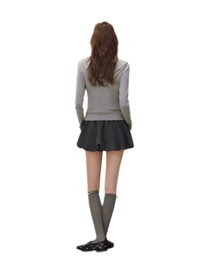 Cross Hooded Long Sleeve Top