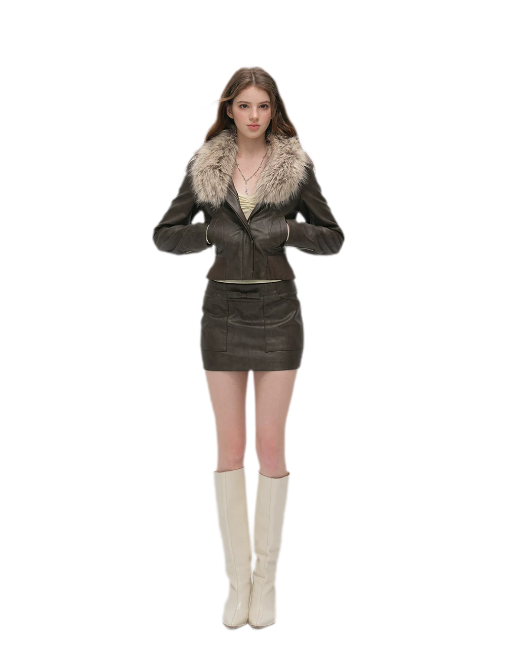 Textured Cropped PU Jacket