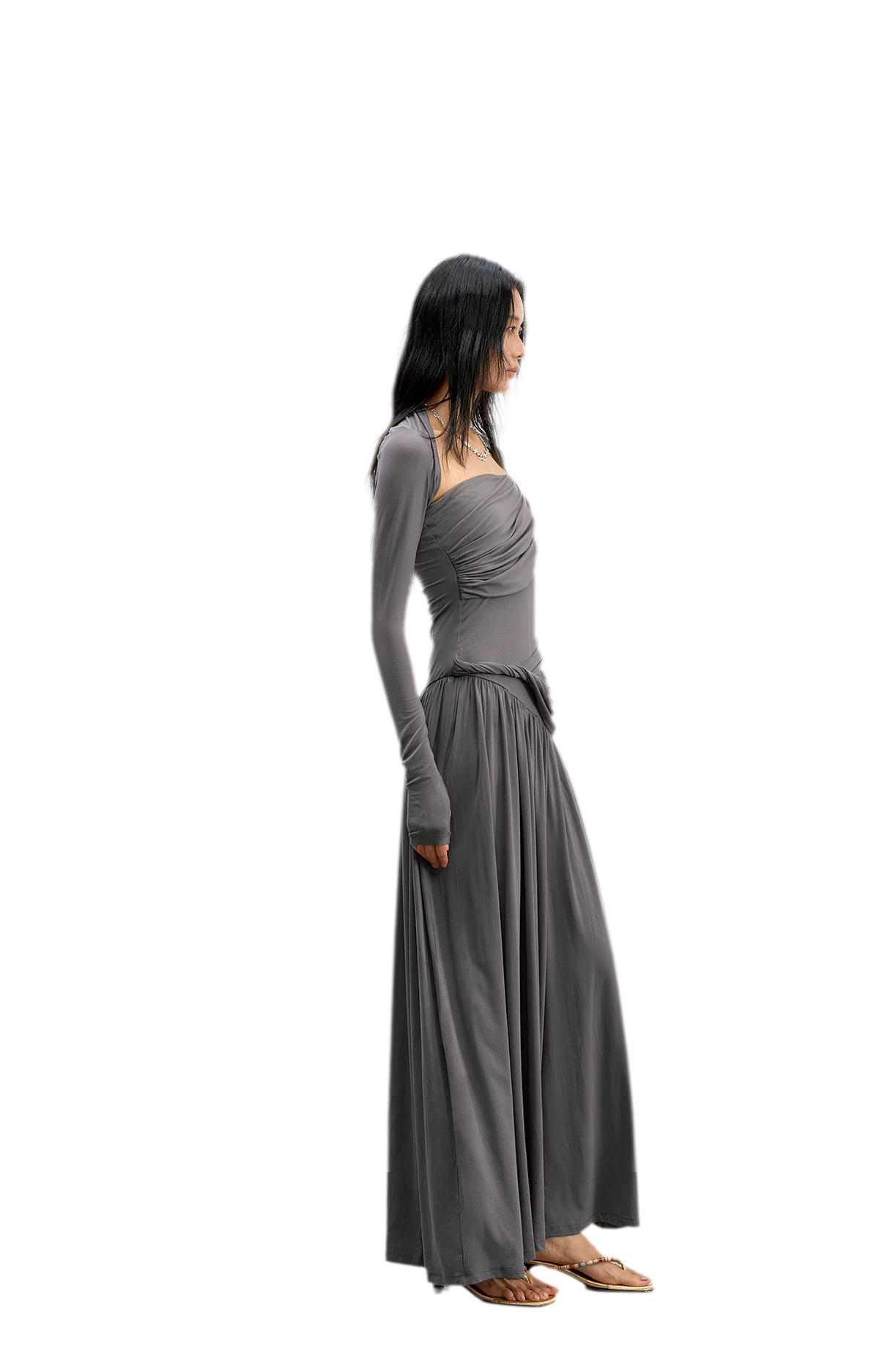 Twist Bandeau A-Line Maxi Dress