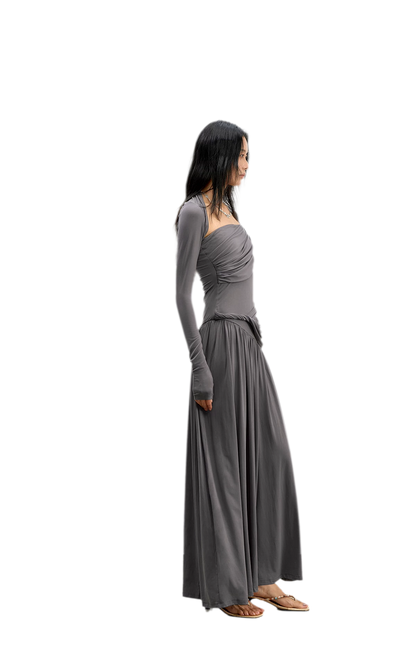 Twist Bandeau A-Line Maxi Dress