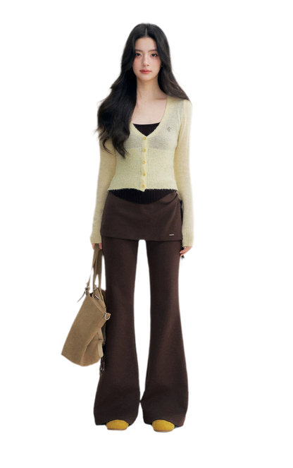 Brushed Contrast V-Neck Sweater