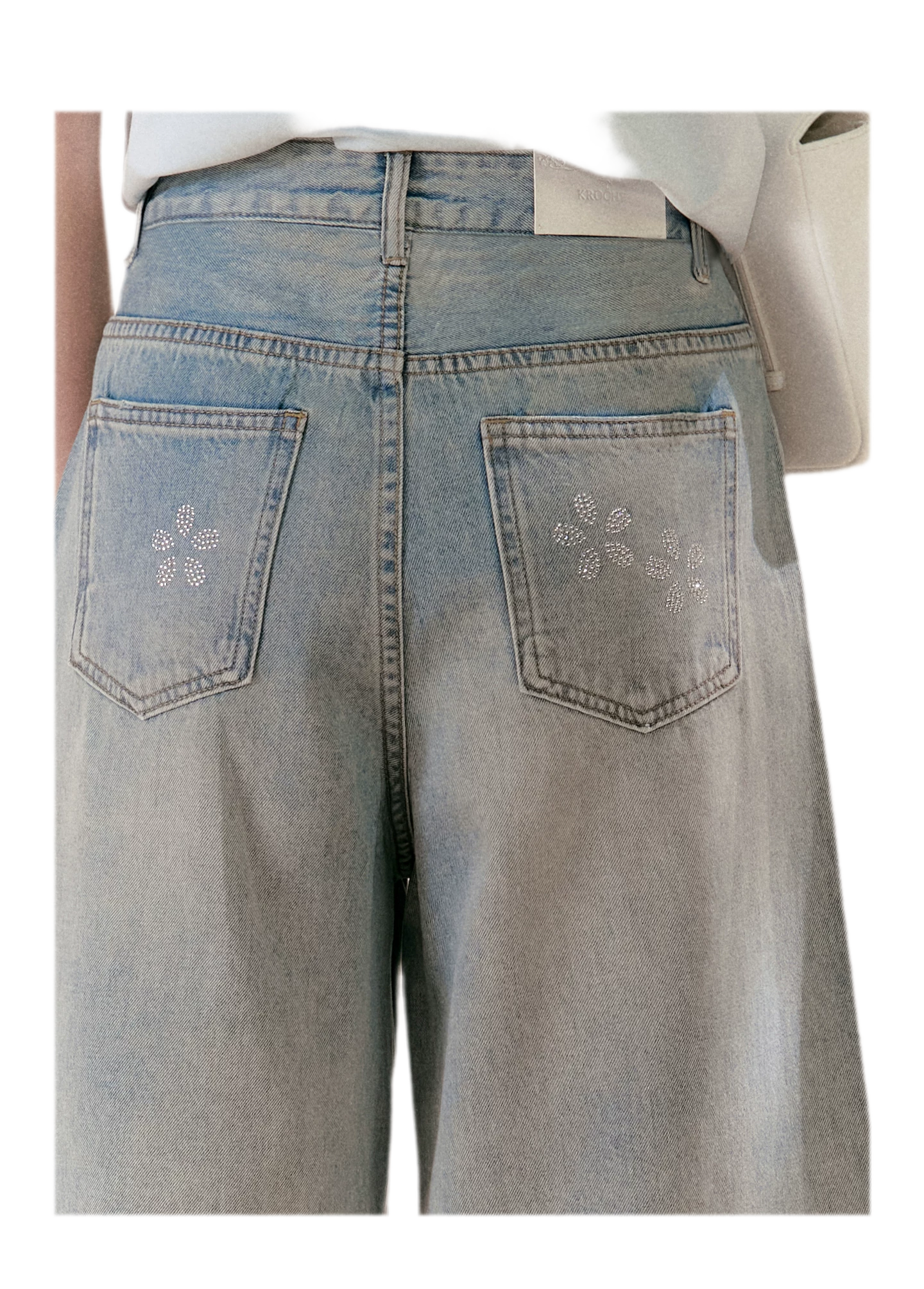 Rhinestone Floral Denim Culottes