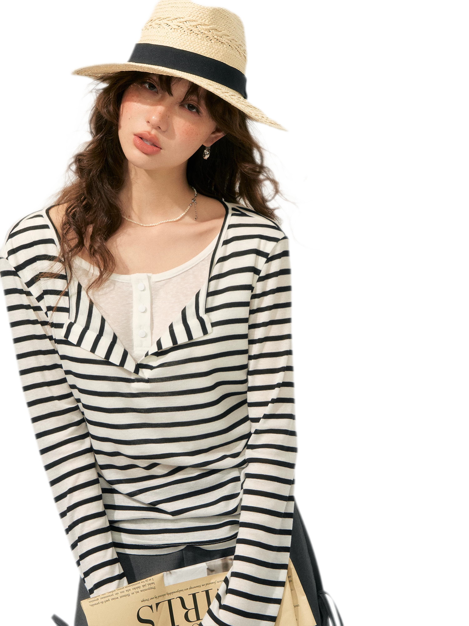 Layered Striped Knit T-Shirt