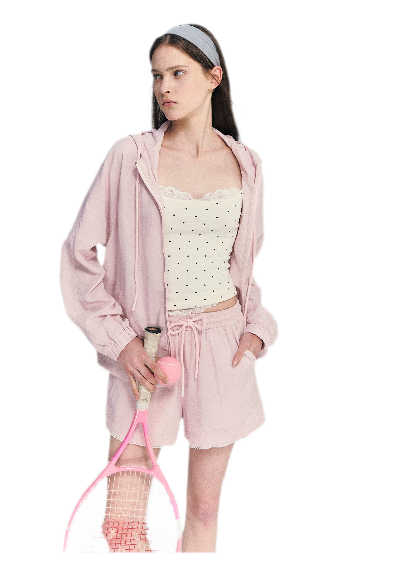Lace Trim Drawstring Set