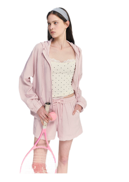 Lace Trim Drawstring Set