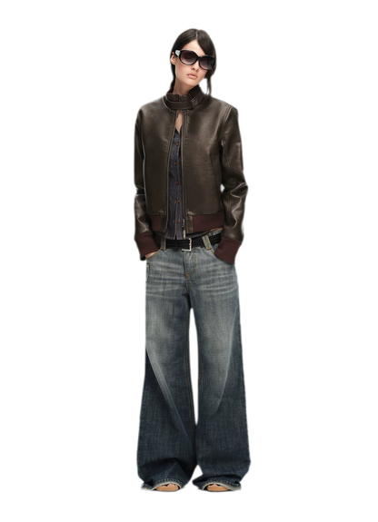 Matte Cropped Biker Jacket
