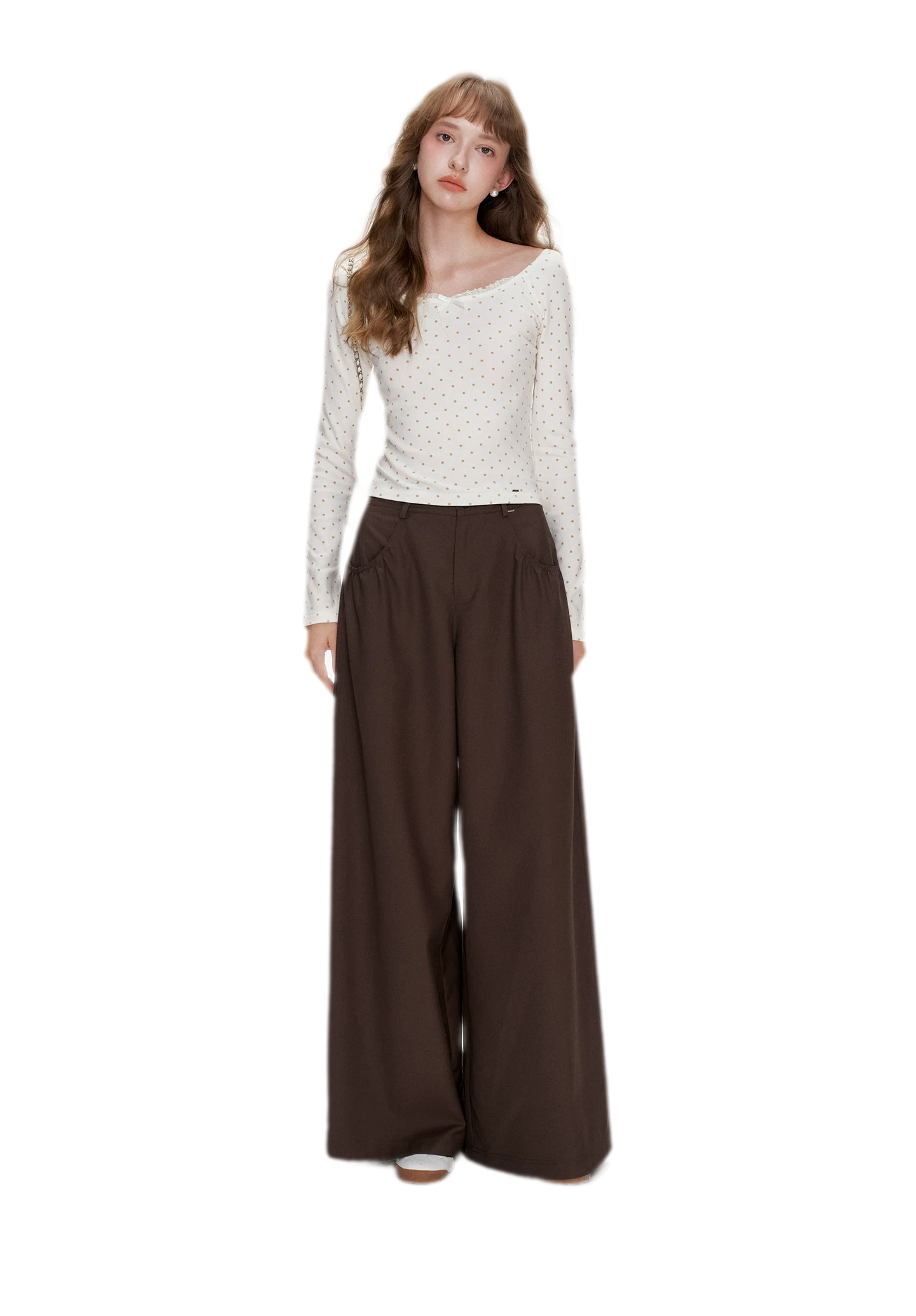 Gathered Waist Wide-Leg Trousers